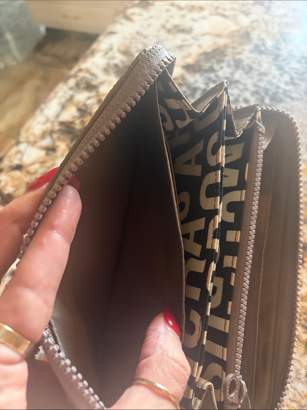 Marc by Marc Jacobs Quilted Taupe Zip Wallet with Logo Plaque - Picture 11 of 15
